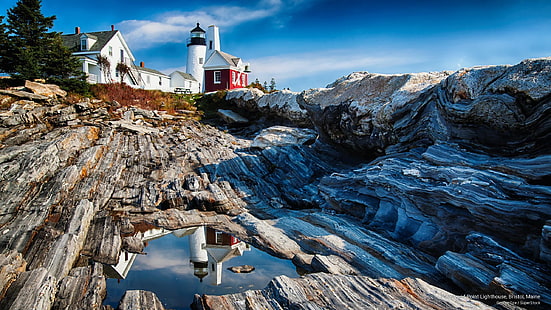 Pemaquid Point Lighthouse, Bristol, Maine, Architettura, Sfondo HD HD wallpaper