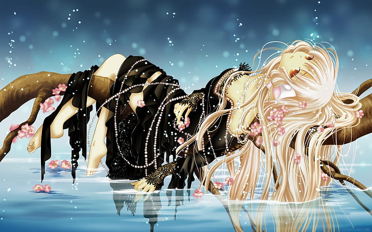 Elegantes Animemädchen, weißer behaarter weiblicher Animecharakter, elegant, Anime, Mädchen, HD-Hintergrundbild