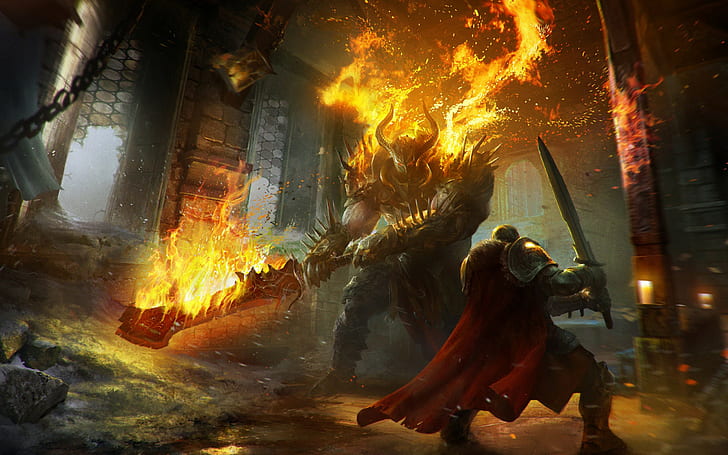Lords of the Fallen ، فارس ، شيطان ، ألعاب فيديو ، فنون رقمية ، أعمال فنية ، فن خيالي، خلفية HD