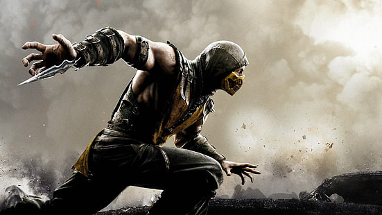 Mortal Kombat Scorpion HD, видеоигры, смертный, комбат, скорпион, HD обои HD wallpaper