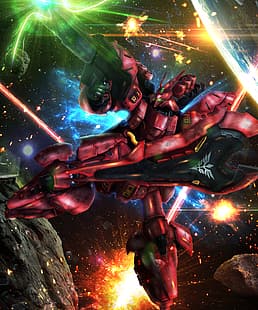  anime, mechs, Mobile Suit, Mobile Suit Gundam Char's Counterattack, Sazabi, Super Robot Wars, artwork, digital art, fan art, HD wallpaper HD wallpaper