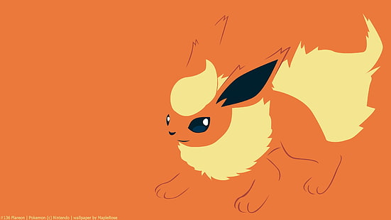 Pokémon, Eeveelutions, Flareon (Pokémon), Minimalist, Pointed Ears, Tail, HD wallpaper HD wallpaper