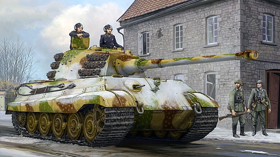 Wehrmacht, Tiger II, Royal tiger, Panzerkampfwagen VI Ausf.B, Raja Tiger, tank berat Jerman, panzerwaffe, Pz.Kpfw.VI Sd.Kfz.181, Wallpaper HD HD wallpaper