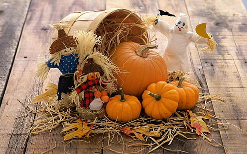Pumpkin, Cloth Dolls, Halloween, pumpkin, cloth dolls, halloween, HD wallpaper HD wallpaper