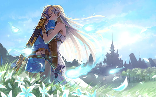 Легенда о Zelda: дыхание дикой природы, ссылка, принцесса Zelda, игры в стиле аниме, аниме, HD обои HD wallpaper