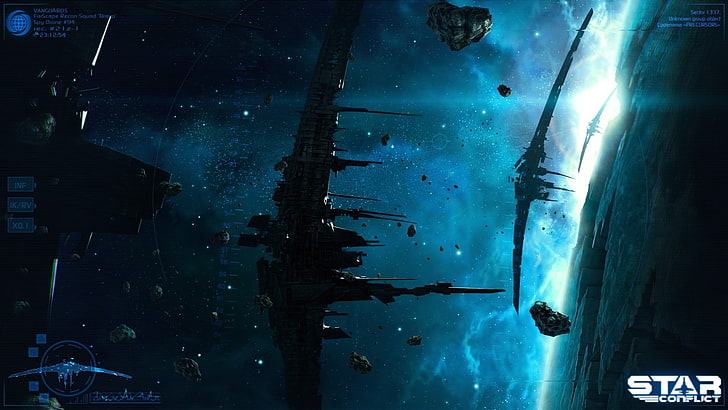 ruina ilustración del transbordador espacial intergaláctico, ciencia ficción, espacio, conflicto de estrellas, videojuegos, Fondo de pantalla HD