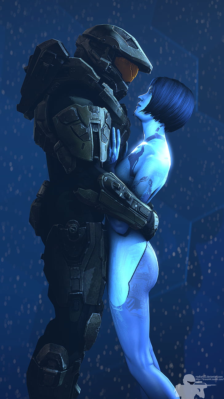 Halo, Halo 4, Halo 5: Guardiões, videogames, Video Game Art, Master Chief, Spartan II, Cortana, cabelo curto, cabelo azul, pele azul, armadura de fantasia, soldado, 343 Indústrias, vertical, azul, ciano, HD papel de parede, papel de parede de celular