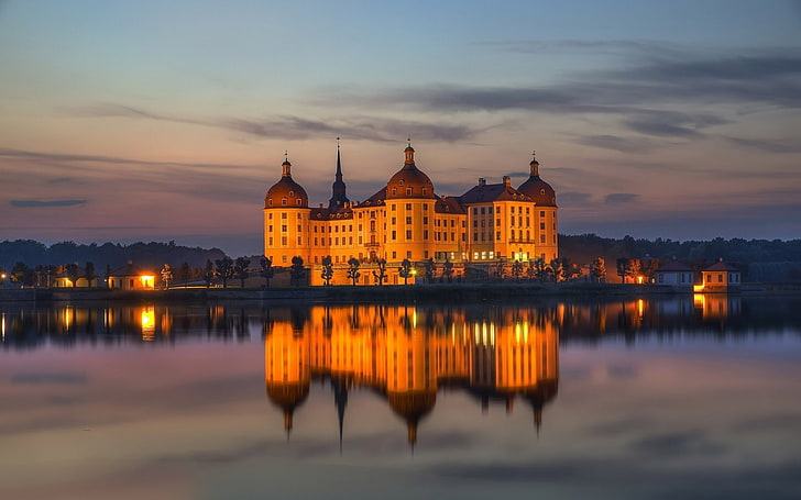 Castles, Moritzburg Castle, Castle, Dusk, Germany, Reflection, Water, HD wallpaper