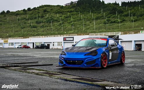 Японские автомобили, спорткар, гоночные машины, дождь, синие машины, Subaru BRZ, Япония, HD обои HD wallpaper