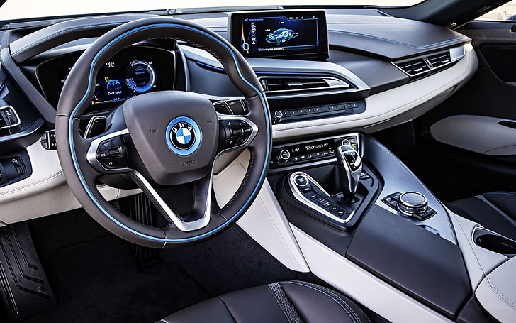 2015 BMW i8車のHDデスクトップの壁紙15、黒いBMW車のインテリア、 HDデスクトップの壁紙