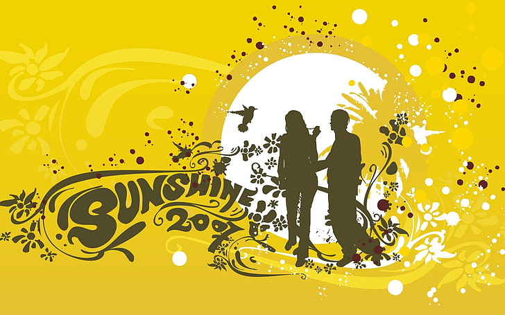 sunshine 2007 illustration, summer, sun, couple, dreams, love, HD wallpaper