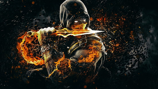 Scorpion (karakter), permainan video, Prajurit Permainan Video, Seni Video Game, seni digital, Mortal Kombat, Wallpaper HD HD wallpaper