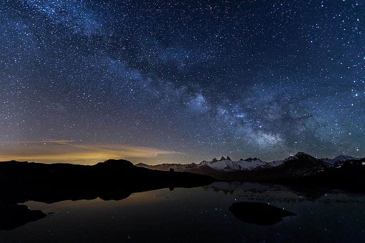 Cielo, noche, estrellas, paisaje, Fondo de pantalla HD | Wallpaperbetter