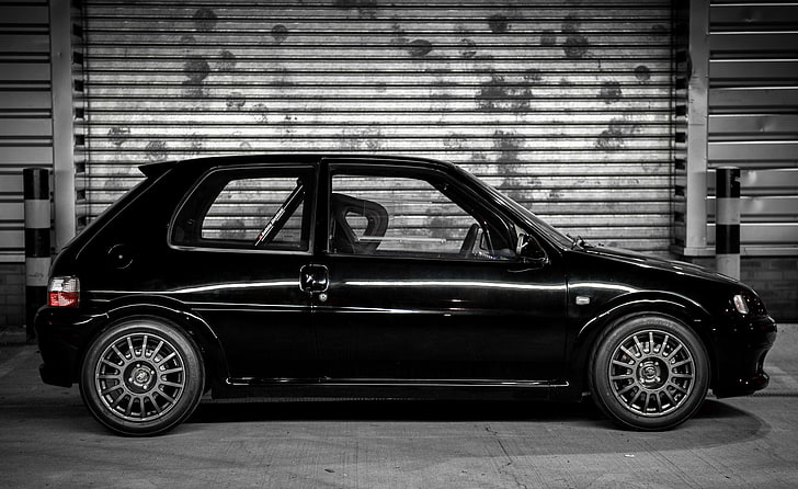 hitam hatchback 3 pintu, Peugeot, Peugeot 106, Wallpaper HD