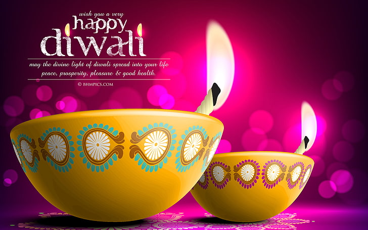 Желаю вам Счастливого Дивали, двух желтых свечных фонарей, Фестивалей / Праздников, Дивали, HD обои