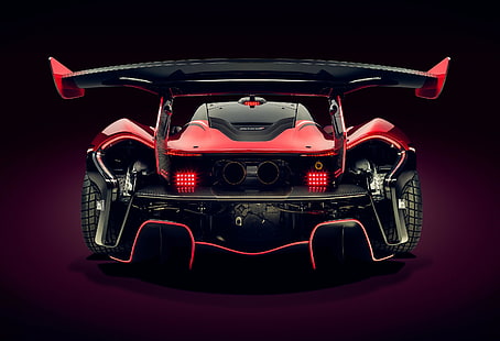 черно-красная фотография авто, McLaren P1 GTR, McLaren, HD, вид сзади, HD обои HD wallpaper