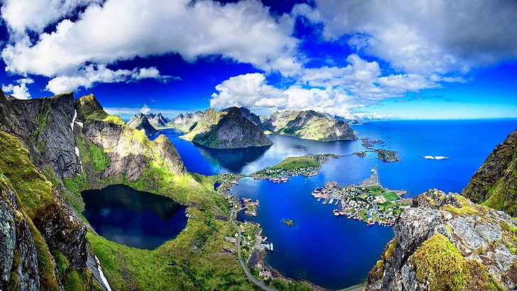 водное пространство фото, туман, лед, озеро, пейзаж, лофотенские острова, гора, Норвегия, дерево, ультрас, обои, HD обои