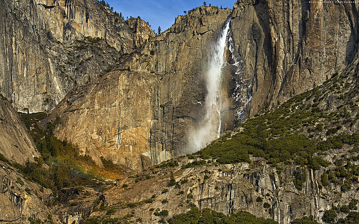 Waterfall Rocks Stones Cliff HD, природа, скали, камъни, водопад, скала, HD тапет
