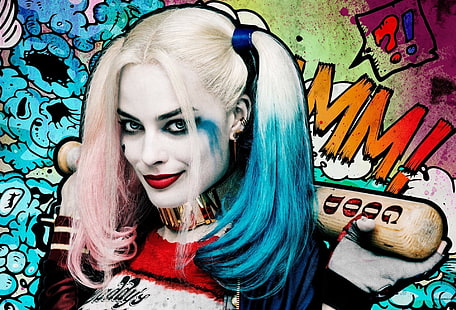 Harley Quinn, Film, Selbstmordkommando, Baseballschläger, Blond, Blaue Augen, DC Comics, Harley Quinn, Margot Robbie, Lächeln, HD-Hintergrundbild HD wallpaper