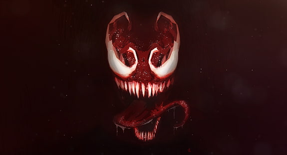 Venom graphic, Venom, artwork, tongue out, saliva trail, Spider-Man, Carnage, HD wallpaper HD wallpaper