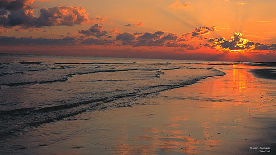 Zachód słońca, Bahamy, plaże, Tapety HD HD wallpaper