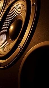 Musik Lautsprecher, schwarzer Subwoofer mit Gehäuse, Musik, Lautsprecher, HD-Hintergrundbild HD wallpaper