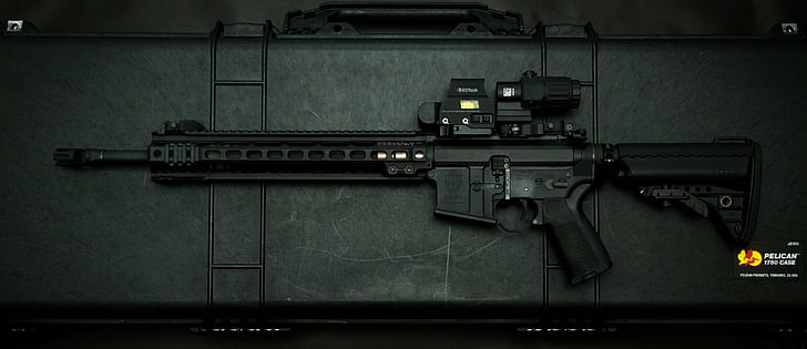 rifle negro, rifle de asalto, AR-15, arma, Fondo de pantalla HD