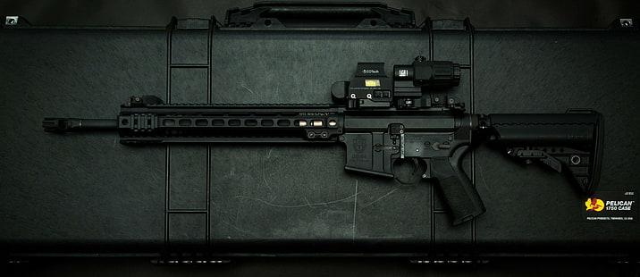 senapan hitam, senapan serbu, AR-15, pistol, Wallpaper HD HD wallpaper