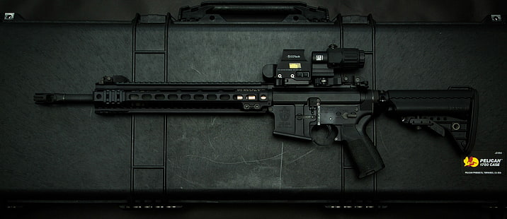 siyah tüfek silah, silah, AR-15, saldırı tüfeği, siyah tüfek, HD masaüstü duvar kağıdı HD wallpaper