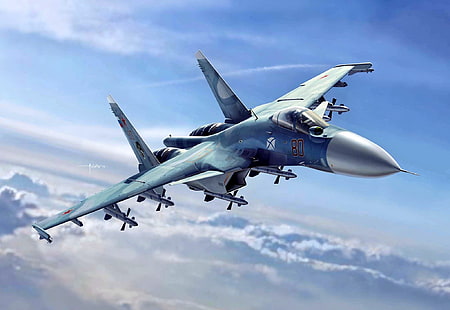 рисунок, истребитель, палуба, четвертое поколение, Су-33, ВМФ, Фланкер-Д, советский / русский, HD обои HD wallpaper