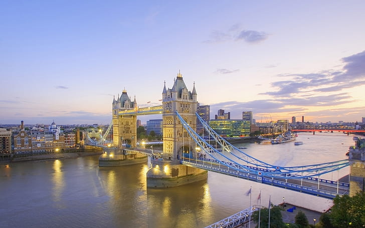 Sungai Thames dan Menara Bridge di Senja, Sungai, Thames, Jembatan, Senja, London, Wallpaper HD