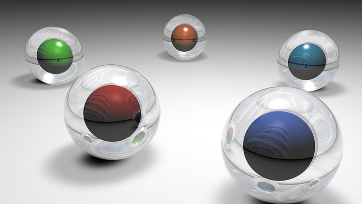 няколко стъклени топки, топки, форма, цветни, кръгове, HD тапет