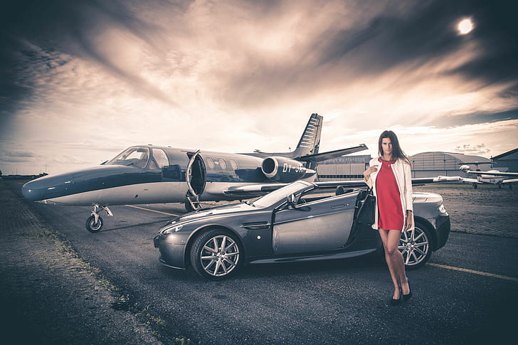 Aston Martin, coches, hd, 4k, 5k, chicas, sesión de fotos, Fondo de pantalla HD