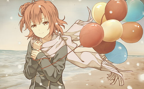 Yahari Ore no Seishun Liebeskomödie wa Machigatteiru, Anime Mädchen, Yuigahama Yui, Ballon, Strand, Anime, HD-Hintergrundbild HD wallpaper
