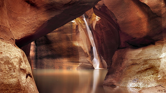 Cave Waterfall Rocks Stones Water HD, antilope grand canyon, natur, vatten, stenar, stenar, vattenfall, grotta, HD tapet HD wallpaper