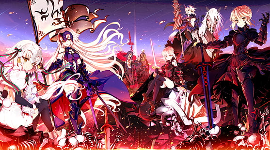 سلسلة Fate ، Fate / Grand Order ، Fate / Stay Night ، Artoria Pendragon ، Artoria Pendragon (Lancer) ، Jeanne (Alter) (Fate / Grand Order) ، Jeanne d'Arc ، Shirou Emiya ، Mysterious Heroine X (Fate / Grand Order) ، فتيات الأنمي ، أنيمي ، فن الخيال، خلفية HD HD wallpaper