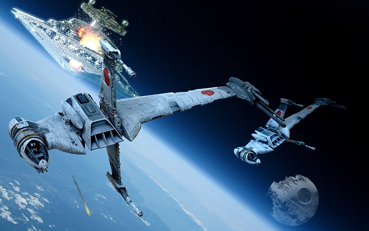 B wing, Death Star, Star Destroyer, Star Wars, HD wallpaper