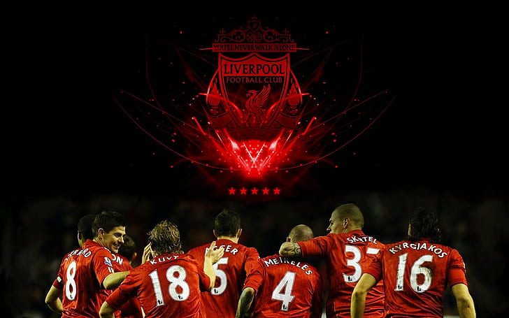 Liverpool FC, logotipo, Steven Gerrard, Martin Skrtel, jogadores de futebol, YNWA, HD papel de parede