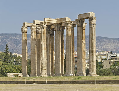 العمارة اليونانية بناء اليونان معبد زيوس الأولمبي القديم، خلفية HD HD wallpaper
