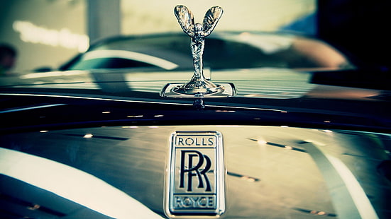 Rolls Royce emblema, coche, Rolls-Royce, marca, primer plano, el espíritu del éxtasis, logotipo, alas, coches de lujo, reflexión, Fondo de pantalla HD HD wallpaper