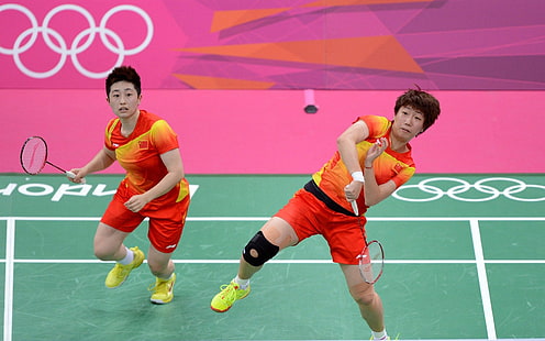 Yu Yang och Wang Xiaoli, london, athelete, badminton, OS, HD tapet HD wallpaper