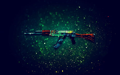 ภาพประกอบปืนไรเฟิลสีแดงและสีเทา Counter-Strike: Global Offensive, AKM, วอลล์เปเปอร์ HD HD wallpaper