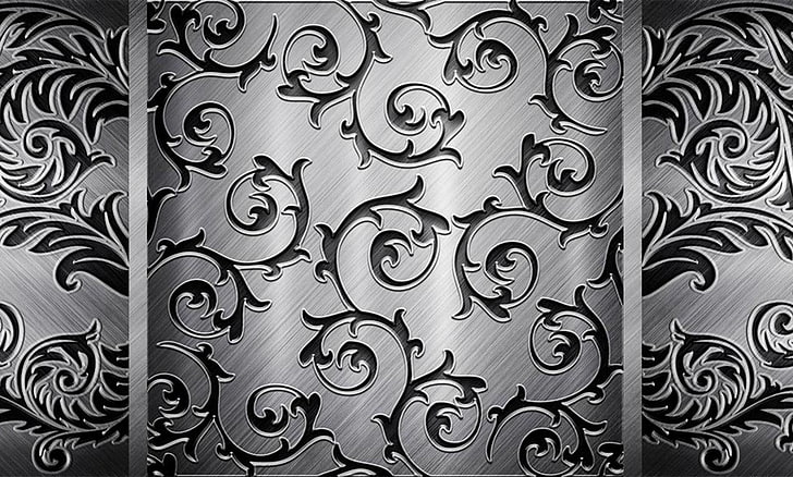 papel de parede floral cinza e branco, padrões, fundo, textura, superfície, HD papel de parede