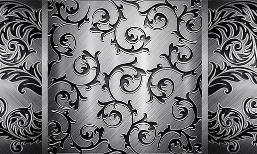 papel de parede floral cinza e branco, padrões, fundo, textura, superfície, HD papel de parede HD wallpaper
