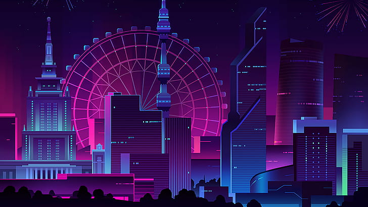 Cyberpunk Neon City Wallpaper 4K : Made the logo on the back of the