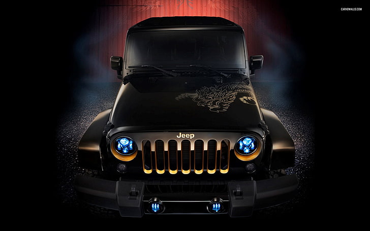noir Jeep Wrangler, Jeep, noir, voiture, Jeep Wrangler, véhicule, Fond d'écran HD