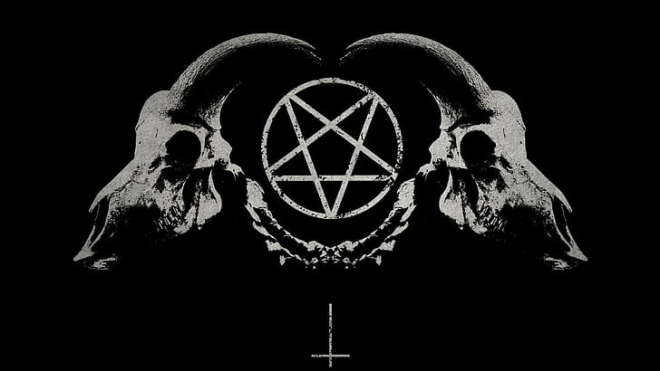 dark, gothic, horns, horror, occult, penta, skull, symbol, HD wallpaper