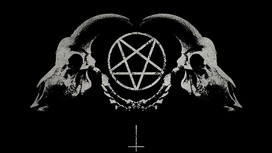 mörk, gotisk, horn, skräck, ockult, penta, skalle, symbol, HD tapet HD wallpaper