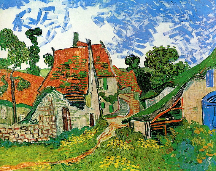 palcoscenico, Vincent van Gogh, Village Street, ad Auvers, Sfondo HD