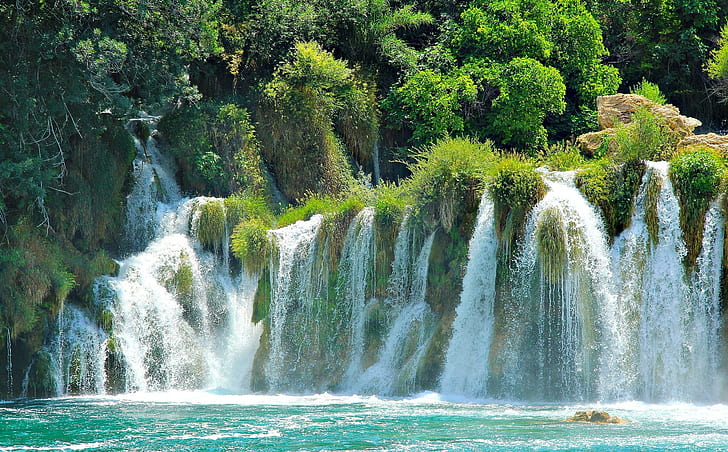 Croatie, lacs de Plitvice ,, cascades, Croatie, lacs de Plitvice, parc national, cascades, Nature, Fond d'écran HD